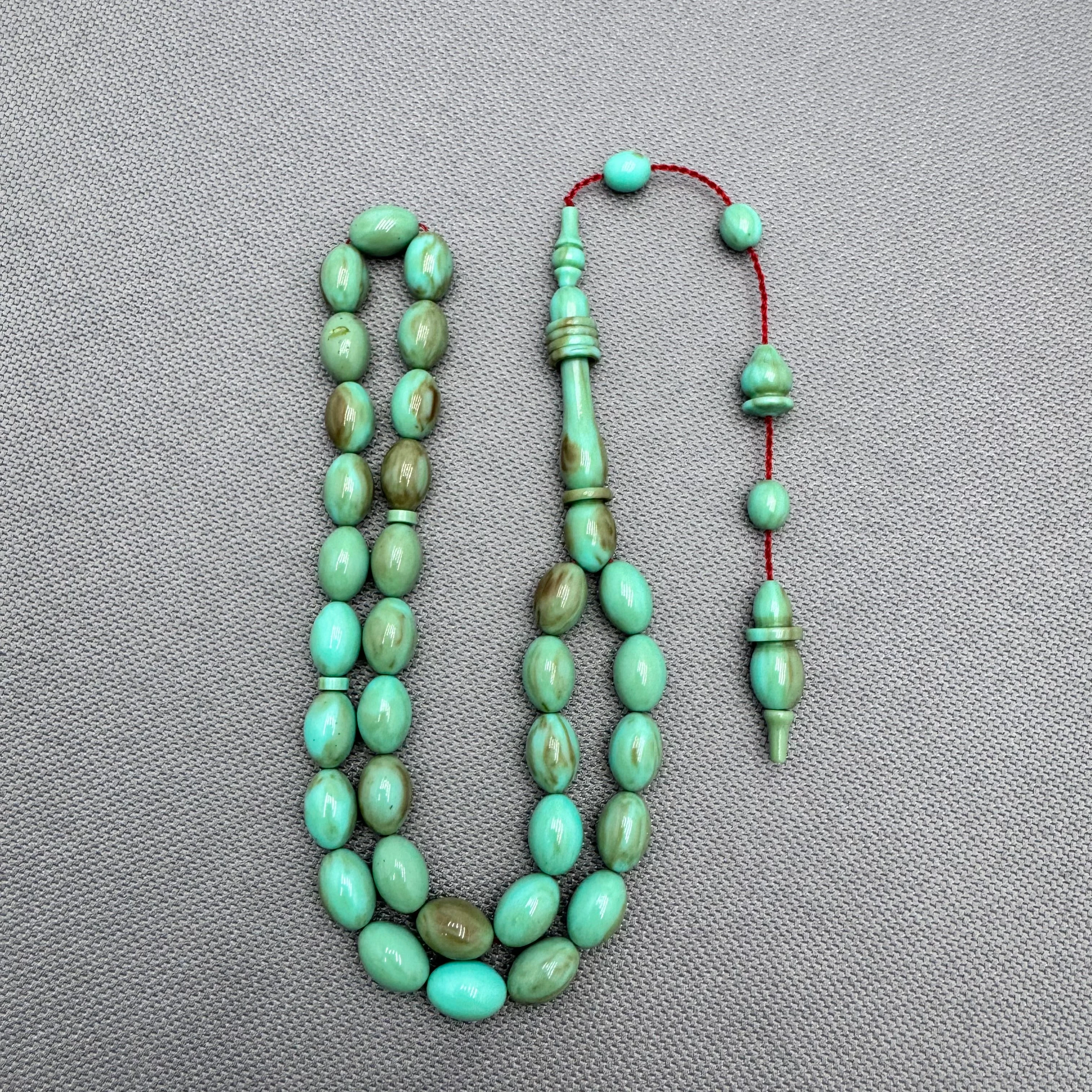 Usta İşçilikli Zümrüt Rengi Halkalı İmame Sıkma Kehribar